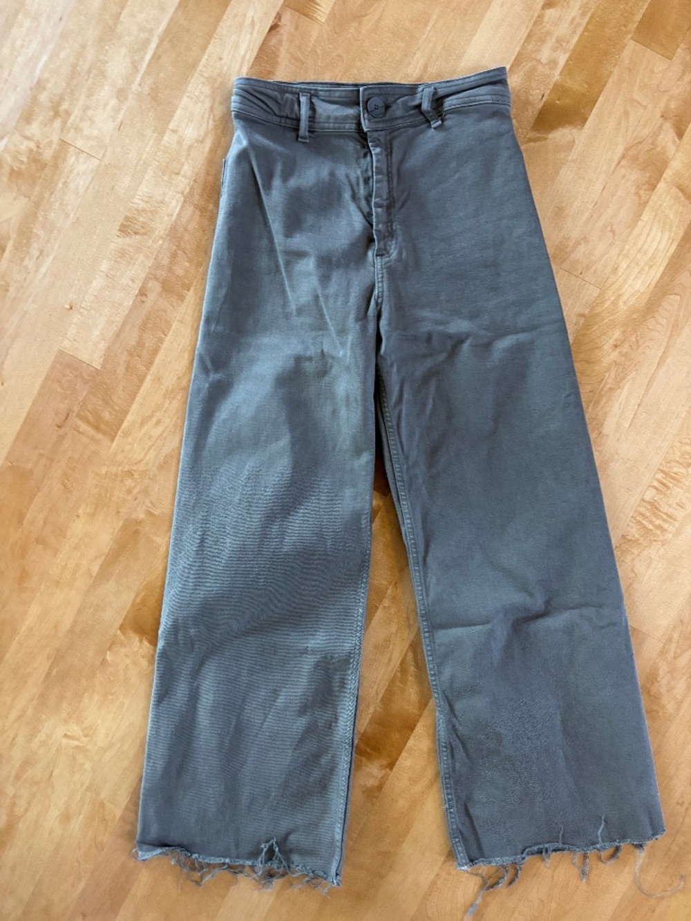 ZARA Womens Wide Leg High Rise Pants Jeans Gray 4